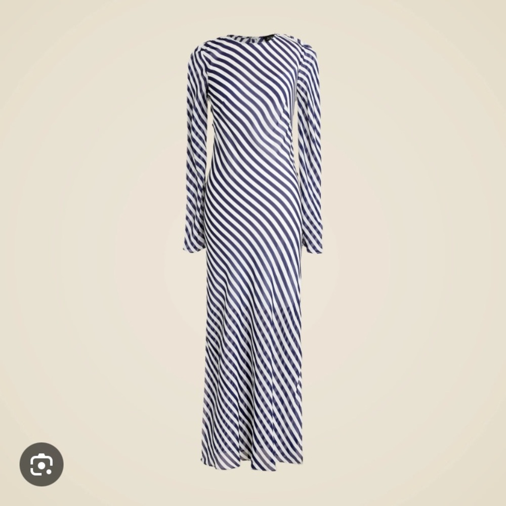 NWT JCrew Collection Striped Long Sleeve Dress Chiffon Size 12